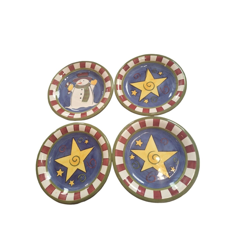 4 World Market Salad or Christmas Dessert Plates